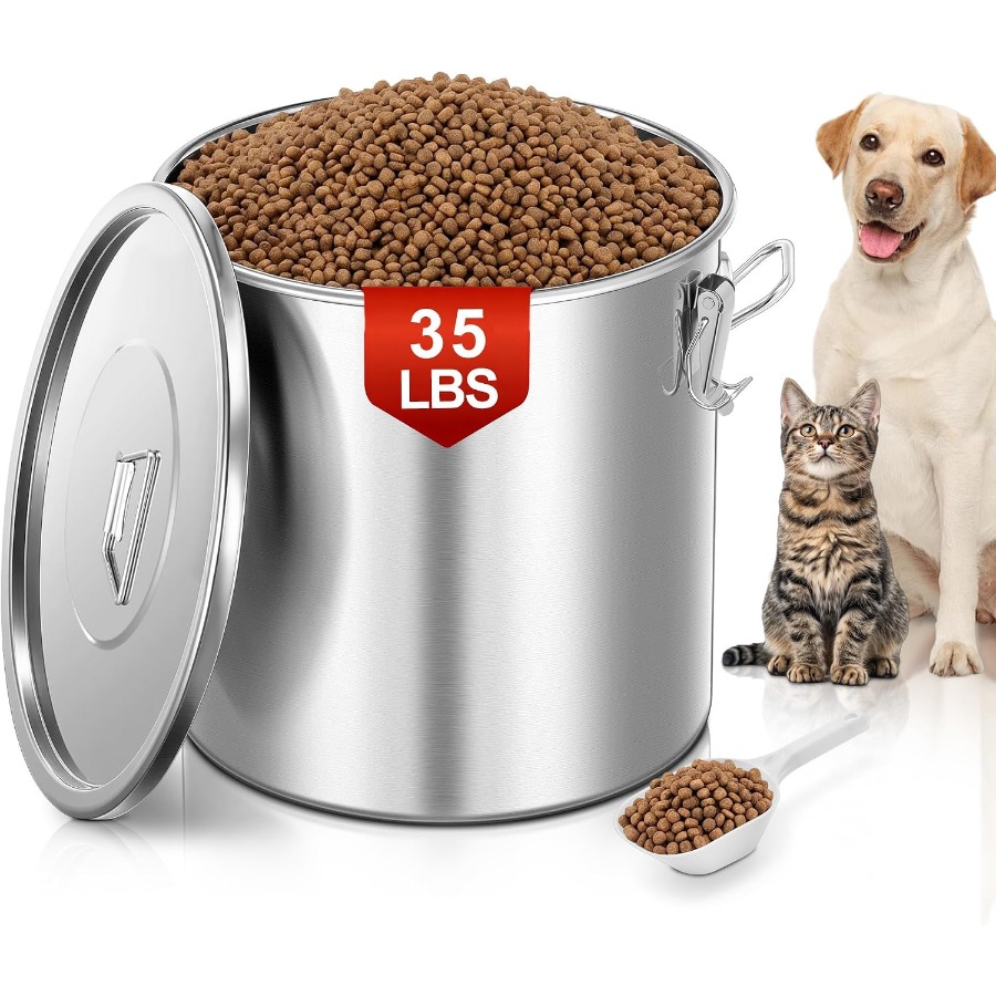 Food Storage Containers - 35LBS Hava Geçirmez Paslanmaz Çelik Köpek