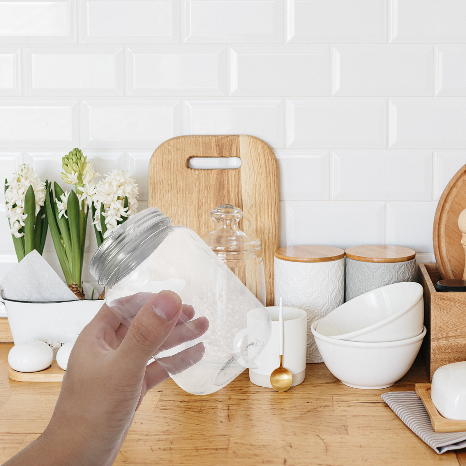 4 Adet Şeffaf Plastik Kavanoz, - Food Storage Containers incelemesi ve fiyatı